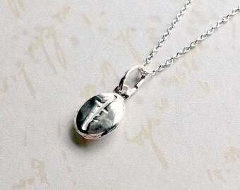 Sterling Silver Coffee Bean Necklace Coffee Lovers Pendant Gifts for Her