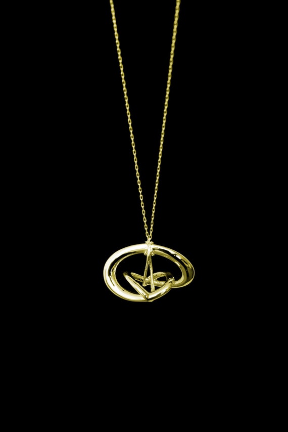 3d Music Necklace - "Triune" - Original 14 Karat Gold Pendant - Fifth Octave Harmony - Techniflow Soundstill Series