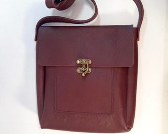 Burgundy leather messenger bag, handmade, leather cross body bag, leather cross body bag, burgundy leather bag