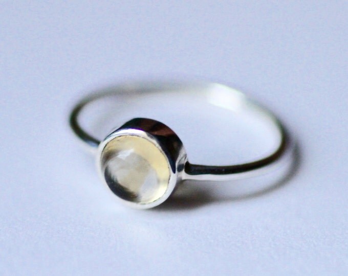 Citrine Gold Ring Natural Stone May Birthstone Simple Wedding Minimalist Dainty Engagement Gemstone Jewelry Stacking Yellow Solid Gold Ring