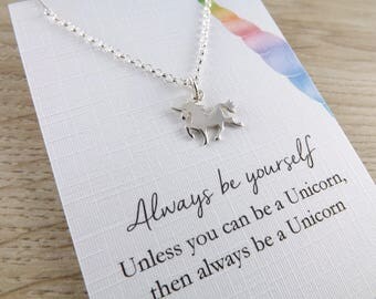 Sterling silver unicorn necklace~unicorn jewellery~unicorn silver charm~silver charm necklace with card~silver unicorn charm jewellery