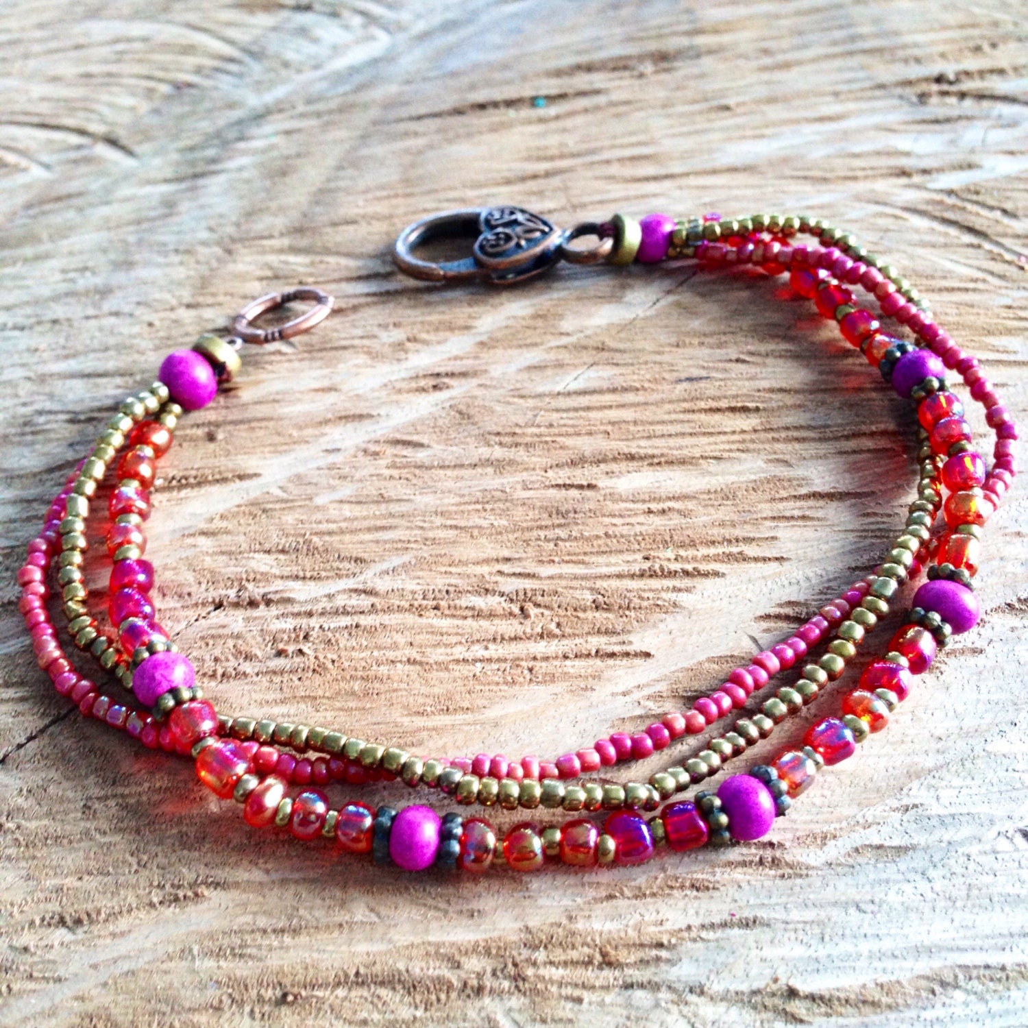 Ankle bracelet colorful boho anklet beaded anklet pink