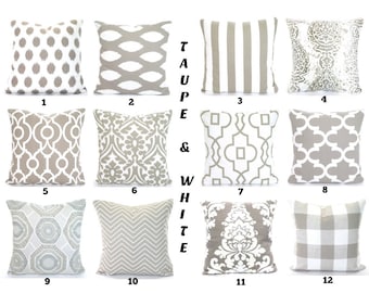 Taupe Decorative Pillow Covers, Cushion Covers, Decorative Throw Pillows, Ecru Taupe Ivory Shabby Chic, One or More Mix & Match All Sizes