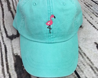 Flamingo hat, Flamingo baseball hat, Flamingo baseball cap, Pigment dyed hat, Beach hat, Spring break hat, Nautical hat