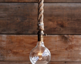 The Vixen Pendant Light - Industrial Rope Lighting - hanging Ceiling Lamp - rustic Swag Light chandelier - Edison Bulb Statement fixture