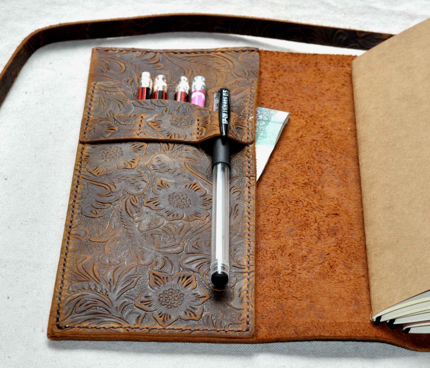 Refillable personalized Leather Journal notebook gift free