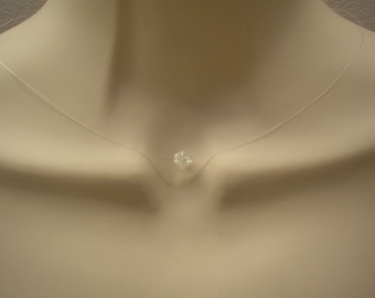 Cristal ~ Simple Floating 6mm Clear AB Crystal Illusion Necklace - any length, silver gold rose gold plated