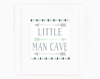 Baby Boy Nursery Decor - Little Man Cave - Navy - Grey - Art with Arrows - Art for little boys - Art for boys room - Art for boys Bathroom