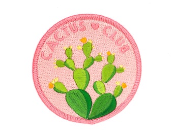 Cactus Club Patch (cactus patch iron on patch flair cute cactus backpack patch cacti plant gift garden embroidered embroidery succulent)