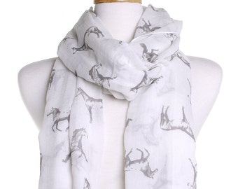 Off White Wild Horses Scarf / Autumn Scarf / Ladies Women Scarves / Wrap Cover Up / Gifts For Her / Ponies Pony Lover / Christmas Present