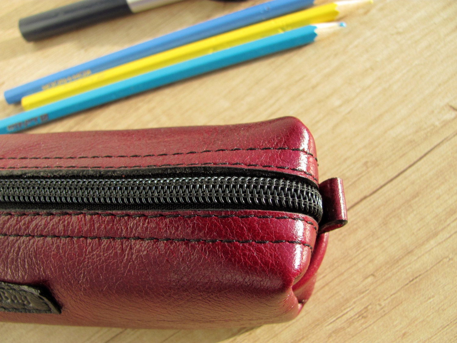 Pencil case leather Holder Pencil pouch leather Small cosmetic