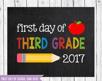 Third Grade Sign, First day of school sign printable, School Printable Sign, First day of Third Grade, First day of 3rd Grade chalkboard