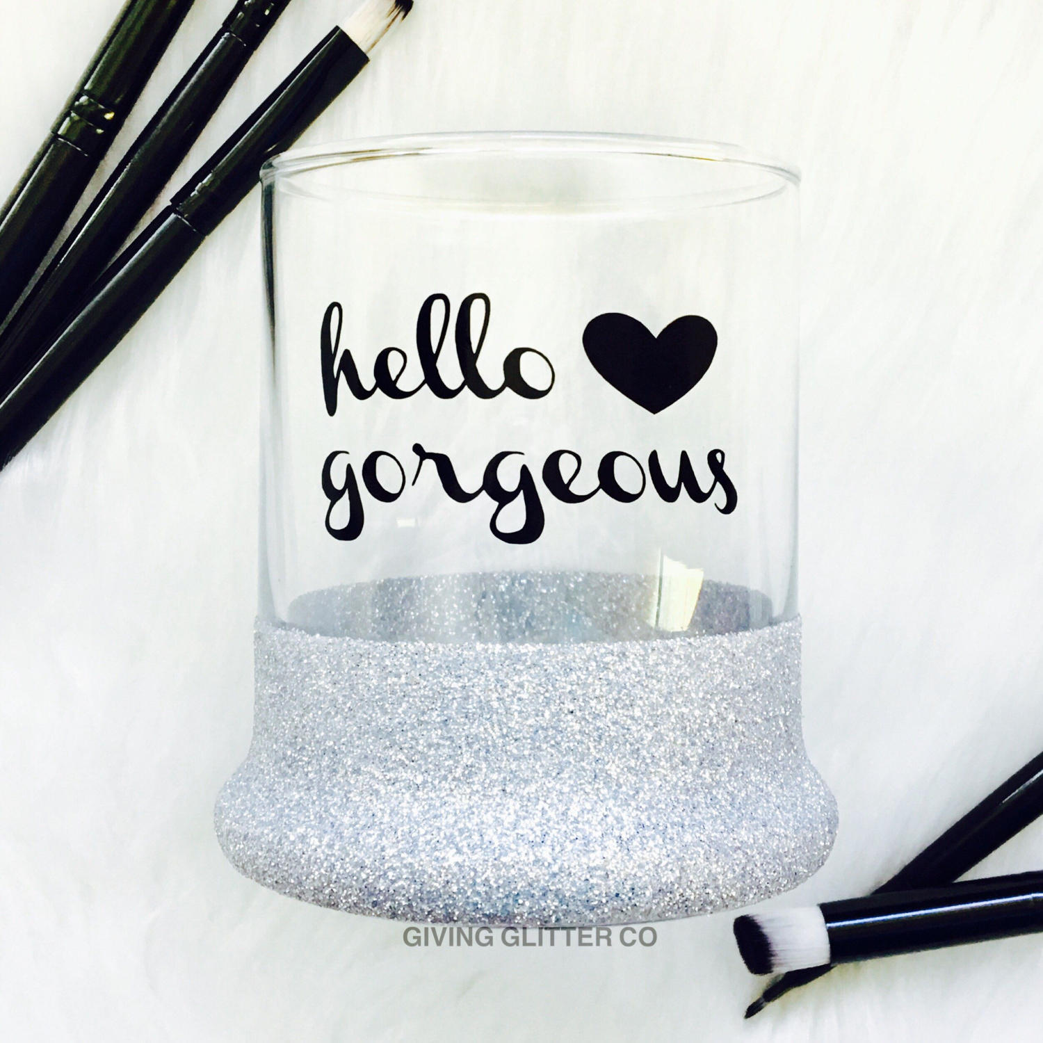Hello // Glitter Dipped Makeup Brush Holder