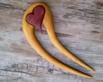 Hair fork, Cherry wood, Amaranth wood, Wooden hair fork, Hair Sticks, Natural wooden hair accessories, Hair Accessories,Shawl pins