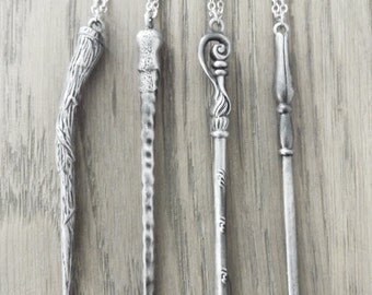 Harry Potter Wand Necklaces - Bellatrix Lestrange, Ron Weasley, Fleur Delacour and Luna Lovegood