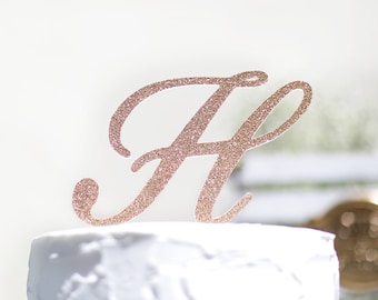 Monogram glitter cake topper, initial cake toppers, Personalized toppers, single letters,Wedding Cake Topper in your Choice of Glitter