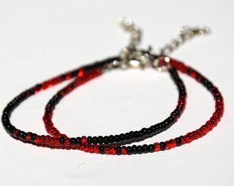 Goth bracelet Beaded bracelet Red Black Bead bracelet Delicate bracelet Dainty bracelet Beaded jewelry Gothic Bracelet Goth gift Gothic gift
