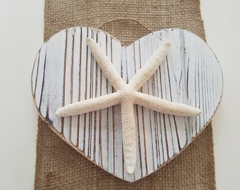 Starfish wooden coastal-beach wall decor plaque