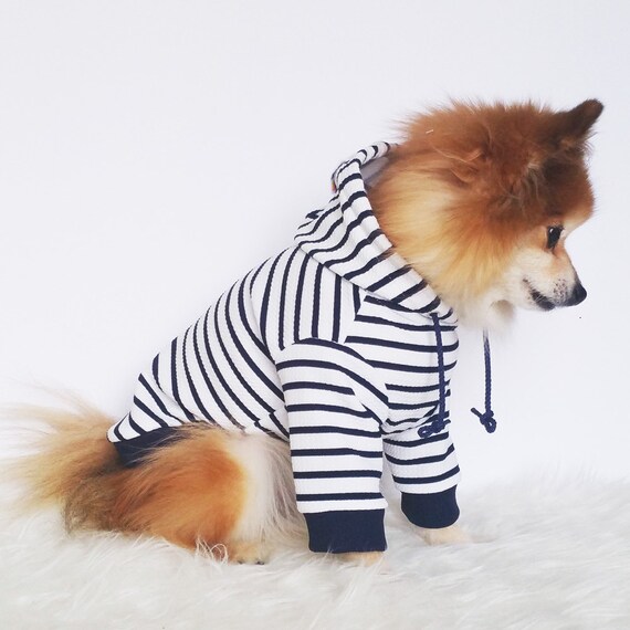 Navy striped Hoodie Dog hoodie Cute Dog clothes Pet