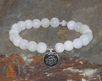 Moonstone Bracelet, Moonstone Jewelry, Yoga Mala Beads, Spiritual Healing Crystals, Awakening the Goddess-Feminine Energy-Emotional Balance