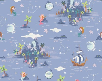 Neverland - Neverland Island Fabric - Periwinkle - Sold by the 1/2 Yard **PRE-SALE** Shipping September 2017