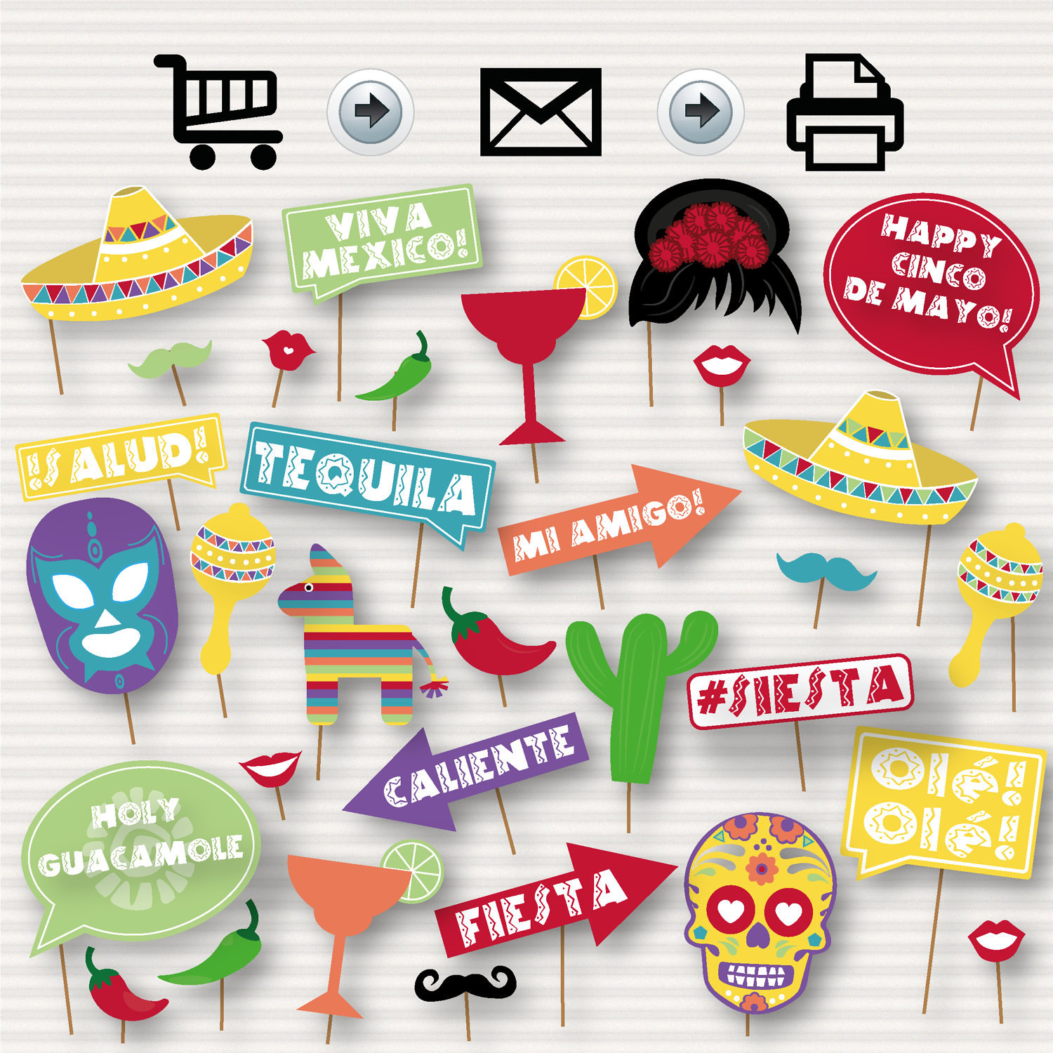 Cinco de Mayo Printable PhotoBooth Props 5 de Mayo Prop