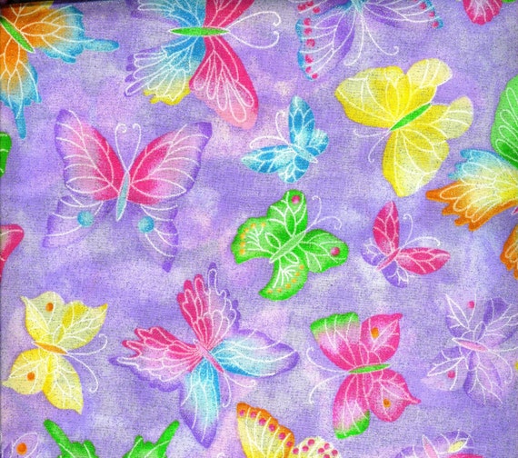 Butterfly Glitter 100% cotton fabric sold by the yard