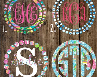 Inspired lilly pulitzer monogram decals