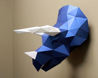 Triceratops, Jurassic, Jurassic Park, 3D Kit, DIY Dinosaur, Faux Taxidermy Head, Dinosaur Head, Faux Taxidermy, Papercraft DIY, Animal Head