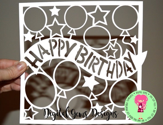 Download Happy Birthday Paper Cut Template SVG / DXF Cutting by ...
