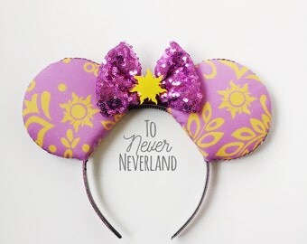 Rapunzel Ears, Rapunzel Tangled Ears, Tangled Mickey Ears, Rapunzel Mickey Ears, Ready to Ship Disney Inspired Ears, Rapunzel Minnie Ears