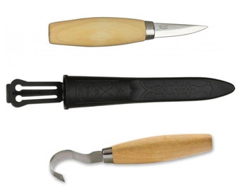 Mora 120 Wood Carving Knife plus Mora 162S Crook Knife