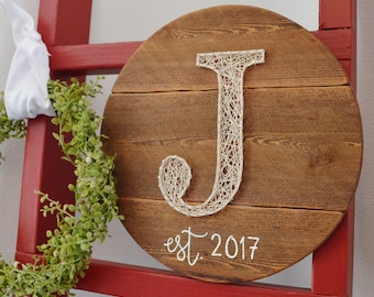 String Art Monogram Letter, Rustic Decor, Rustic Sign, String Art Sign