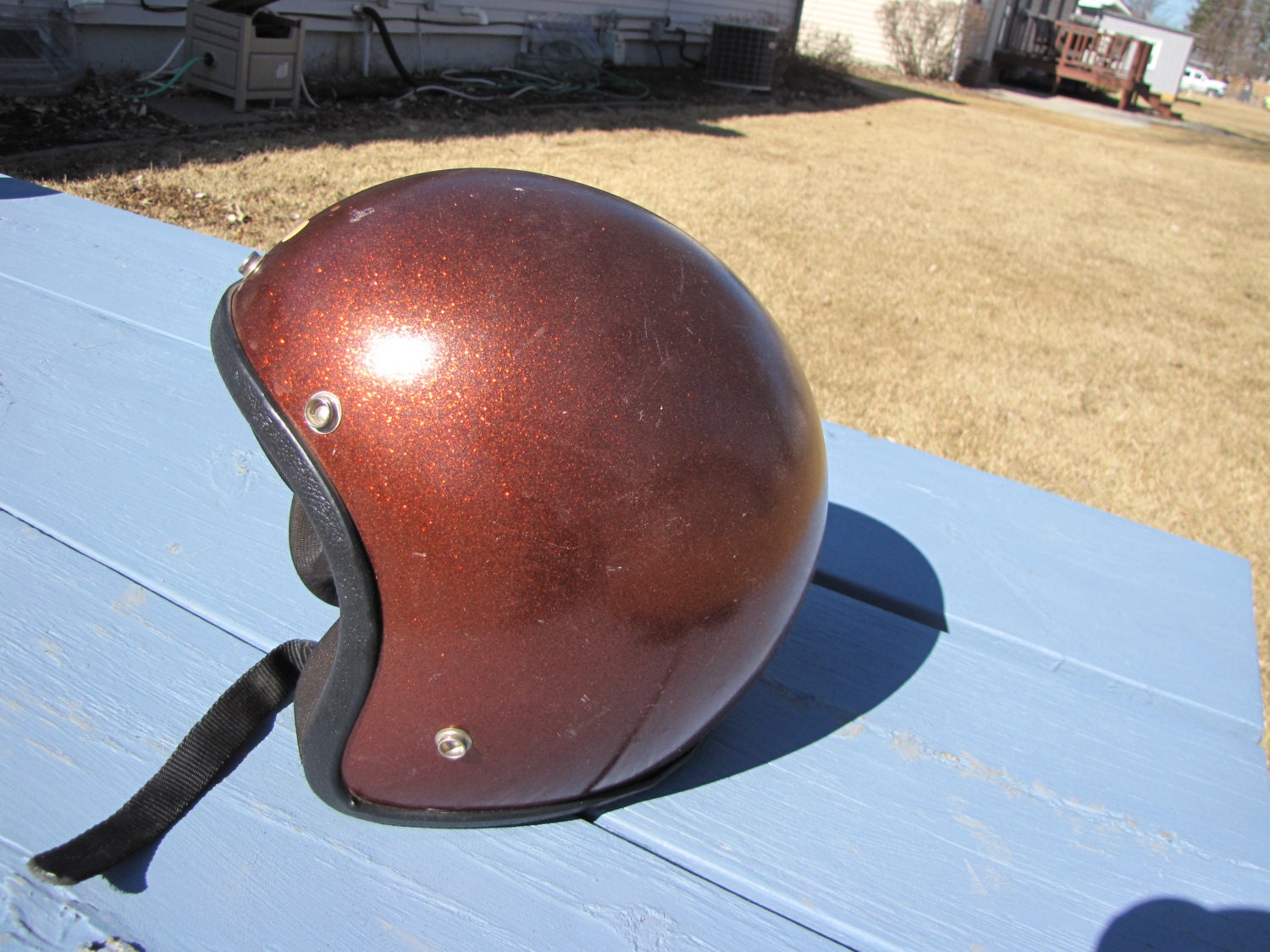 Vintage 1971 DOT Root Beer Brown Metal Flake Motorcycle Open