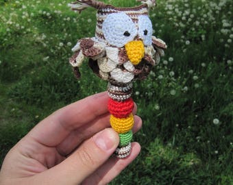rattle Owl baby rattle baby gift baby toy new baby gift funny baby gifts baby gift idea crochet rattle gift for new mom gift organic baby