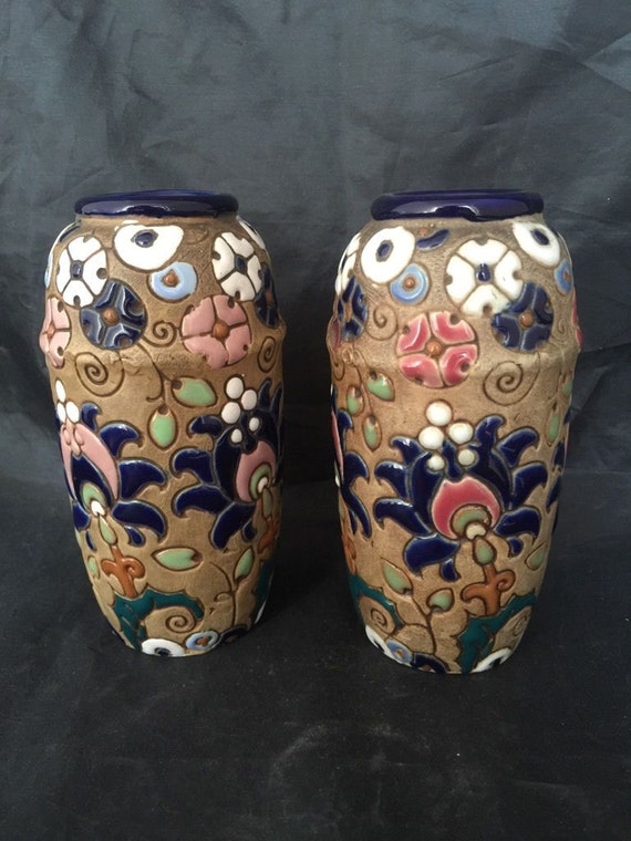 Amphora Art Pottery Vase Austria Pair Art Nouveau Arts