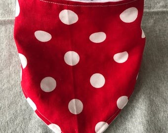 White/red polka dot bandana bib