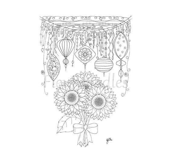 Gartenparty Malseite handgezeichnete Ausmalbilder Malbuch