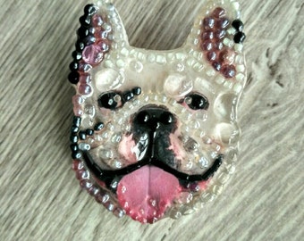 Bul'dozhka-handmade brooch from stones and beads