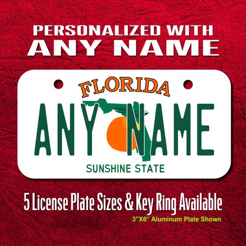 Personalized Florida License Plates Sizes for toy cars