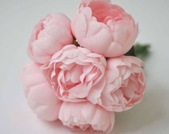 6Pcs Silk Peonies,blush pink peonies,Light Pink bridesmaid peonies bouquets,pink wedding flowers,silk flowers,not real touch