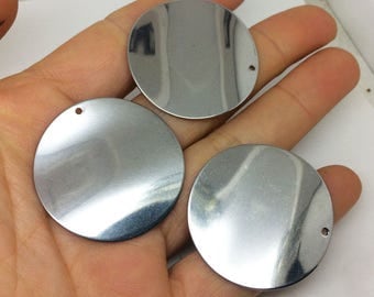 10/50Pcs 36mm Big Polished Stainless Steel Round Wavy Disc Blanks Stamping, Disk Waves Beads