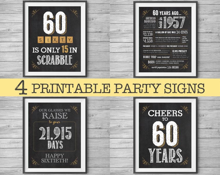 60th Birthday Party Printables