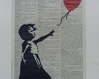 Banksy Print No.329, banksy art, banksy poster, wedding gift, dorm decor, banksy balloon girl, banksy decal, banksy wall decal