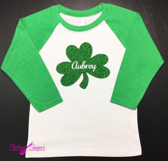 Girl's St. Patrick's Day Shirt, Sparkling Shamrock, St. Paddy's Day, Kids, Girls St. Patricks Day Shirt, GirlsSt. Paddy's Day Shirt