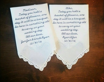 Flower girl handkerchief set of 2 CUSTOMIZABLE