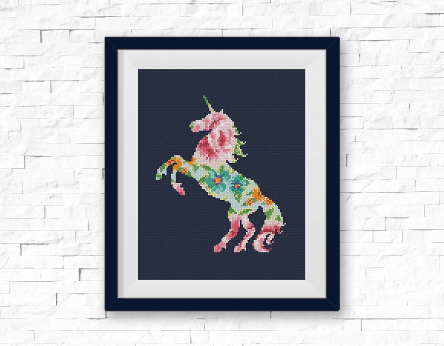 BOGO FREE Unicorn Cross Stitch Pattern Floral Unicorn