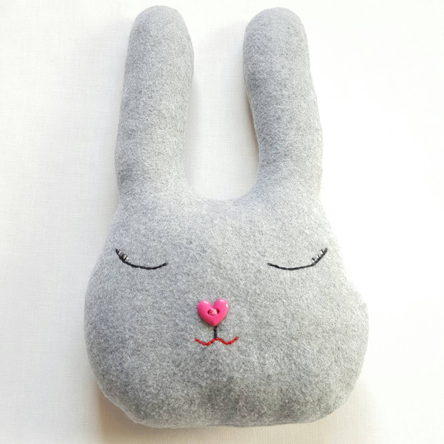 Grey Bunny Rabbit Pillow Bunny Cushion Decorative Pillow