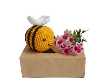 Crochet Bumble Bee - Crochet Amigurumi Toy, Crochet Baby Rattle, Crib Toy, Baby Gift, Shower Gift