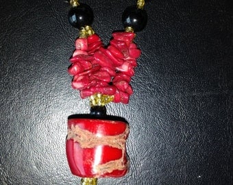 CLEARANCE * Red Coral Beaded Necklace